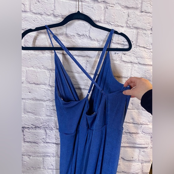 Lulus Dreamy Date Blue Surplice Draped Midi Dress Size XL - Picture 3 of 8